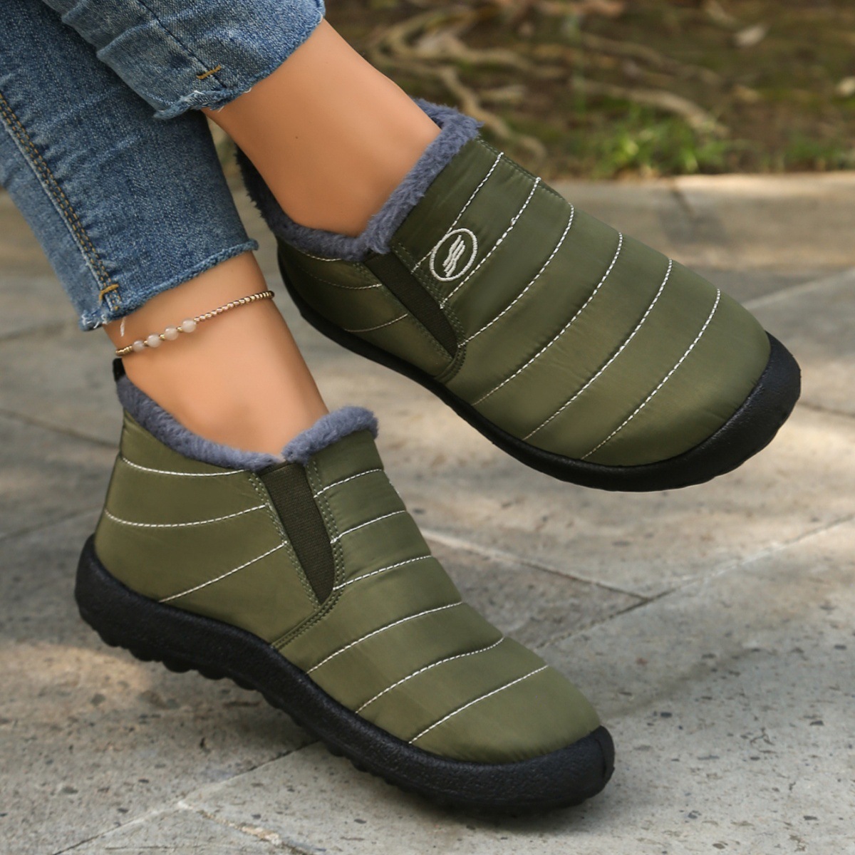 Plus Size Cotton Boots Fleece Lined Padded Warm Keeping Casual Shoes - Image 2