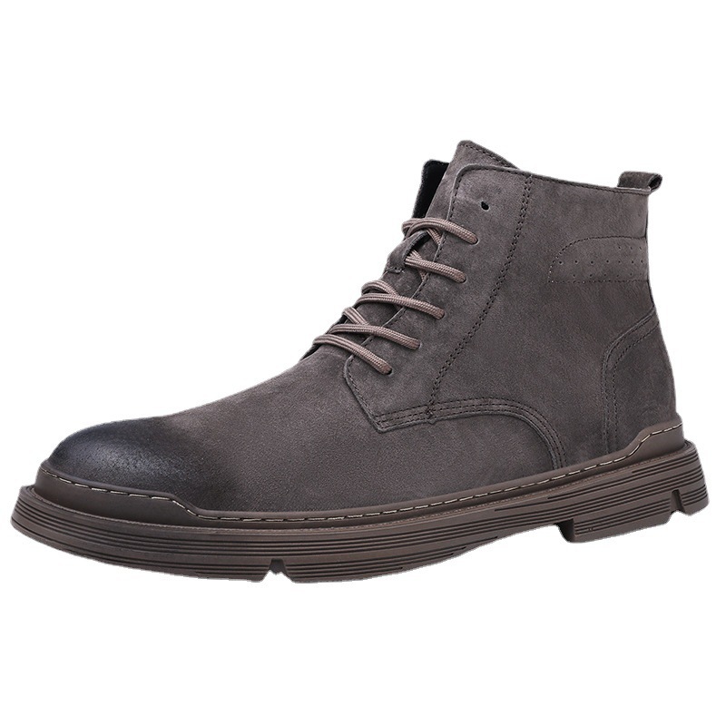 Round Toe Top Layer Cowhide Casual Men's Leather Boots - Image 6