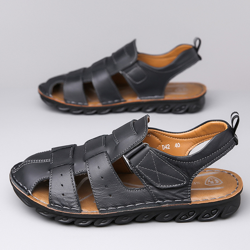 Men's Leather Sandals Soft Bottom Non-slip - Image 3