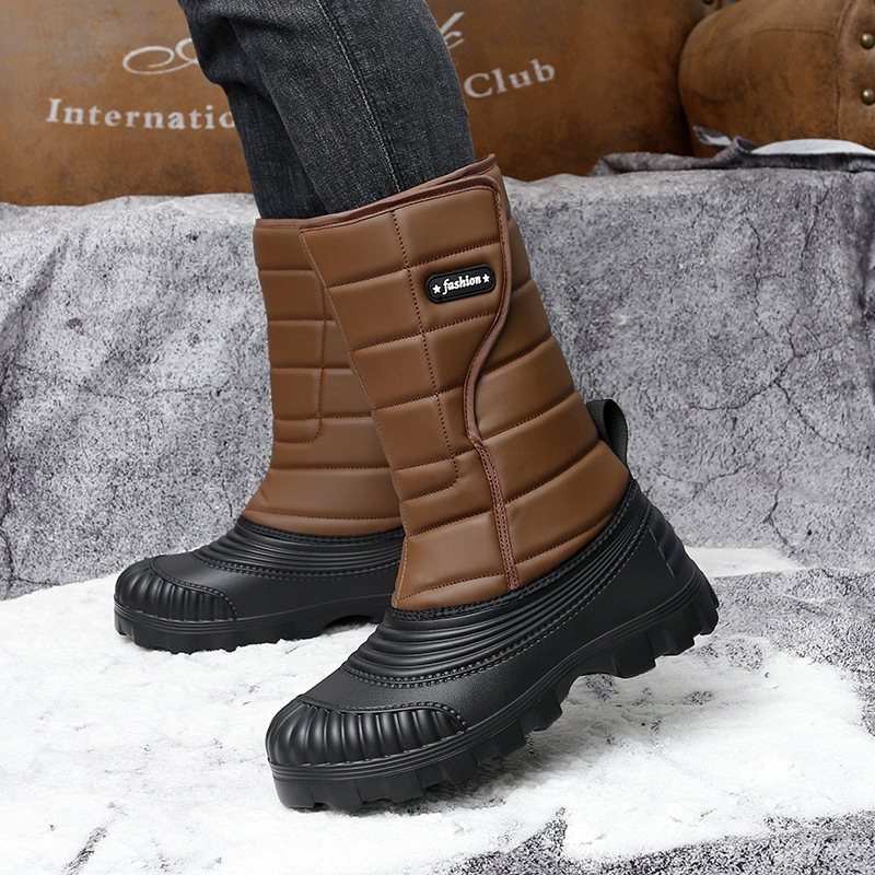 Snow Boots Outdoor Long Tube Fleece Lined Padded Warm Keeping - Image 3