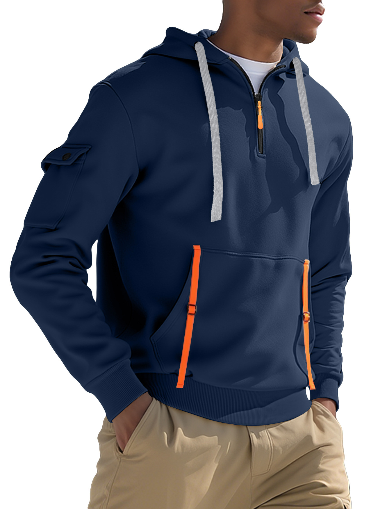 Men's Fleece-lined Casual Sweatshirt Fashion Hoodie — изображение 8