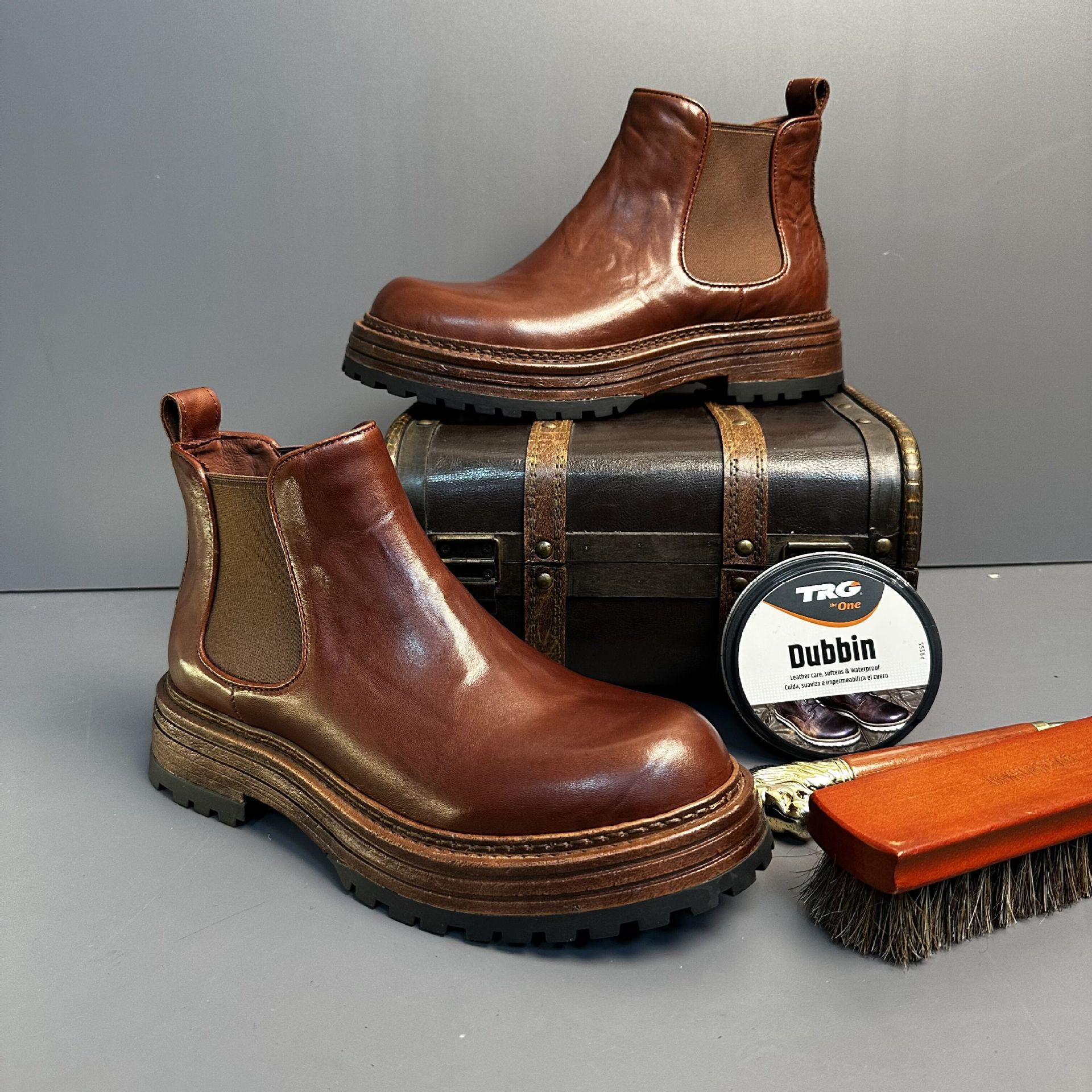 Men's Genuine Leather Retro Horse Leather High-top Martin Boots — изображение 3