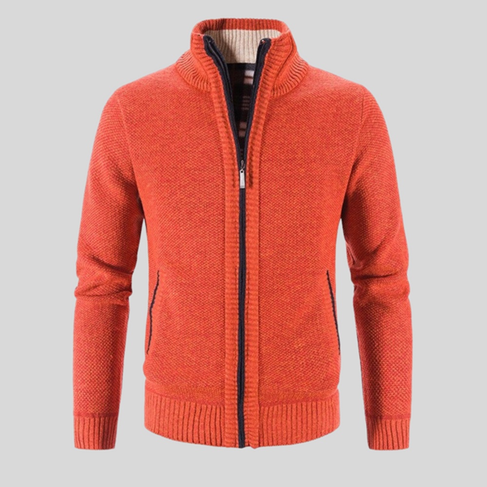 Men's Solid Color Stand Collar Cardigan Jacket