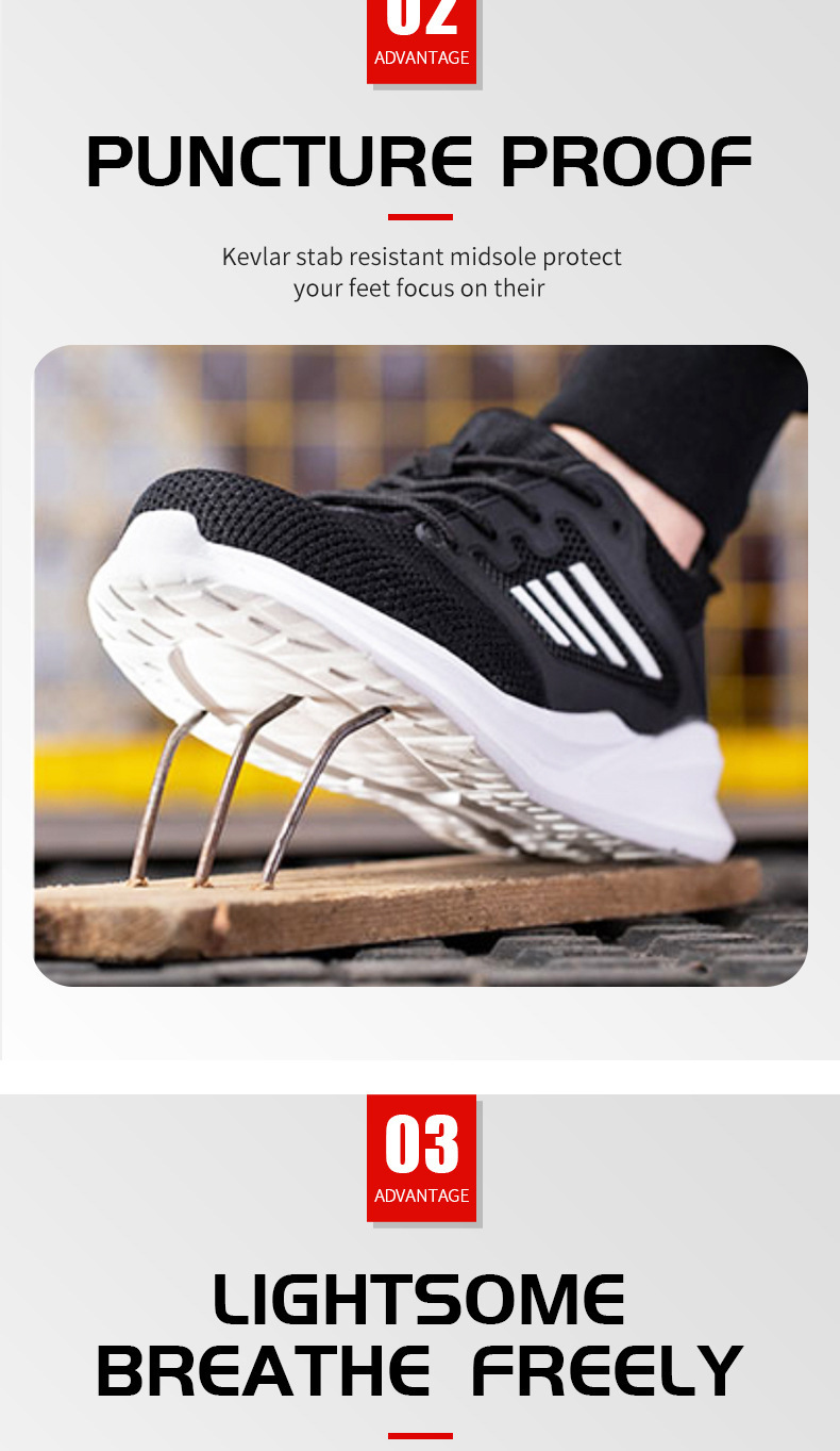 Anti-smashing And Anti-penetration Summer Breathable Safety Shoes Protective Lightweight Comfortable Air Cushion Work Shoes — изображение 9