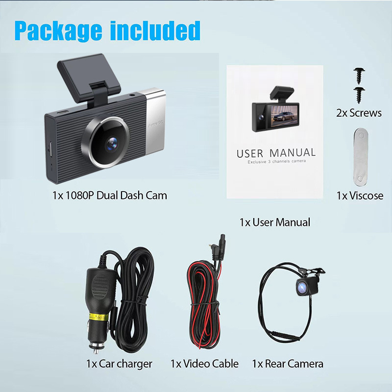 WIFI Driving Recorder Three Lens Mobile Phone APP Interconnection Night Vision Large Wide Angle - Image 4
