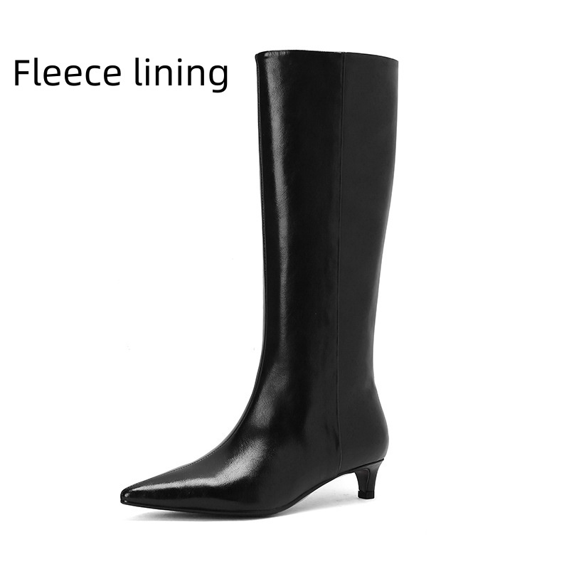 Elastic Commuter Pointed High Heel Brown Knight Boots - Image 9