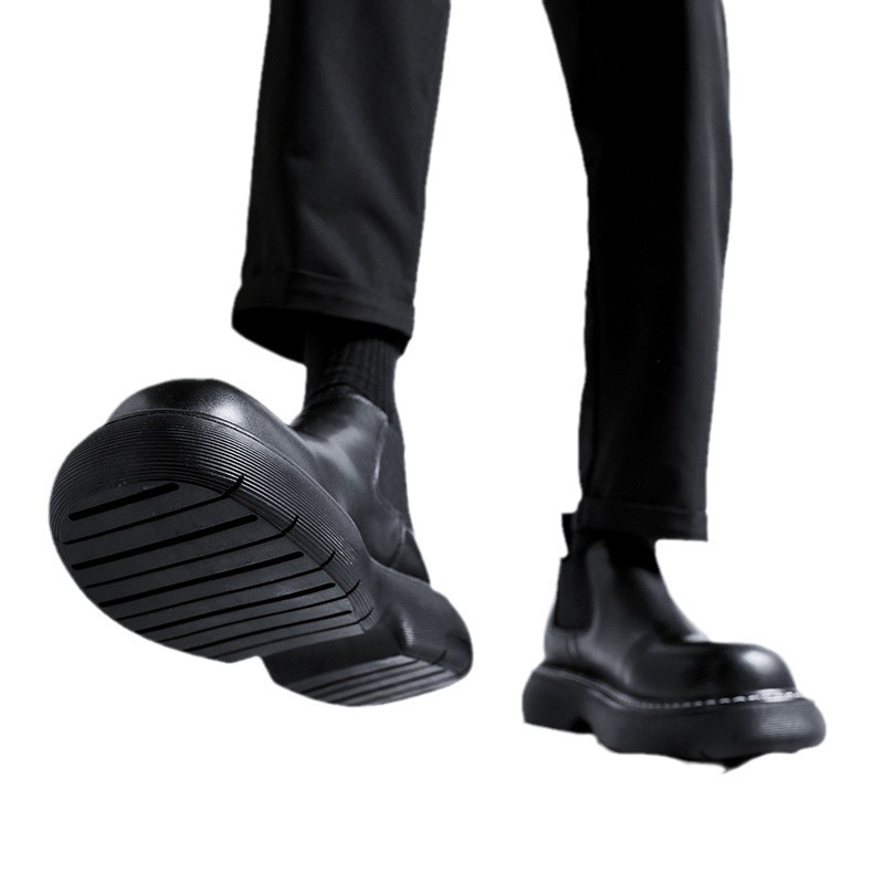 Martin Boots Black And Round Thick-soled Men - Image 5