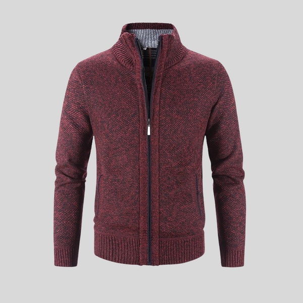 Men's Solid Color Stand Collar Cardigan Jacket - Image 3