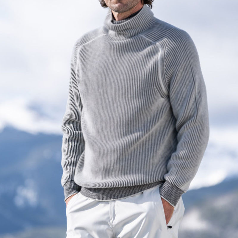 Men's Wool High Collar Warm Sweater - Image 10