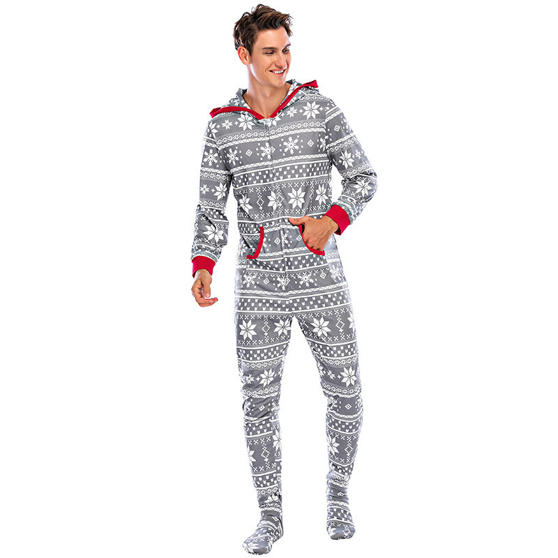 New Christmas Home Wear Pajamas One-piece Parent-child Outfit Elk Snowflake — изображение 4