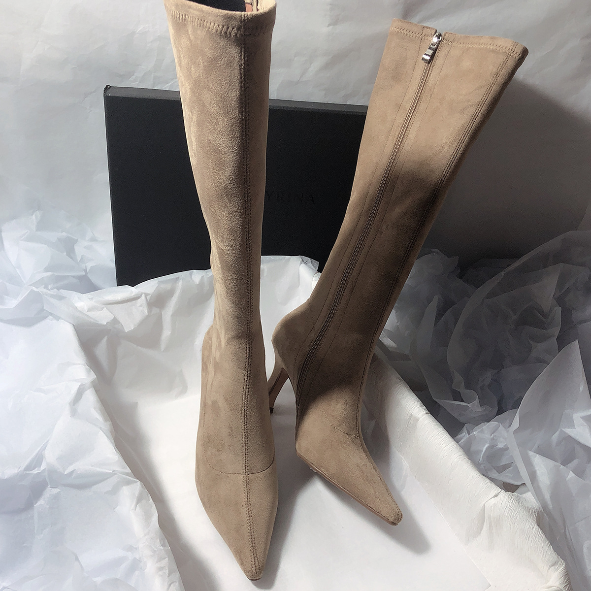 Women's Simple Side Zip High Heel Boots — изображение 2