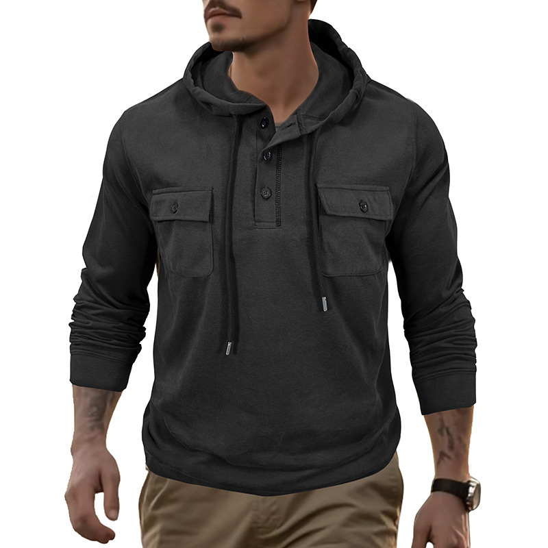 Men's Sweater Long-sleeved Sports Pocket Hooded Top - Image 10