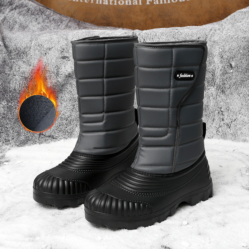 Snow Boots Outdoor Long Tube Fleece Lined Padded Warm Keeping - Image 6