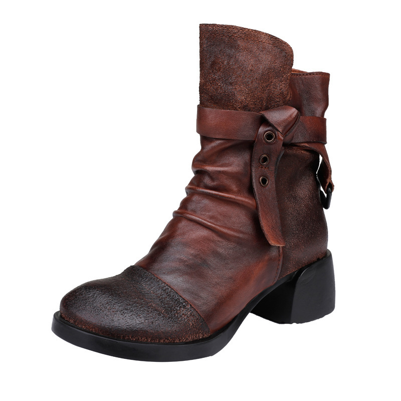 Fashion Personality Women's Retro Chunky Heel Ankle Boots - Image 5