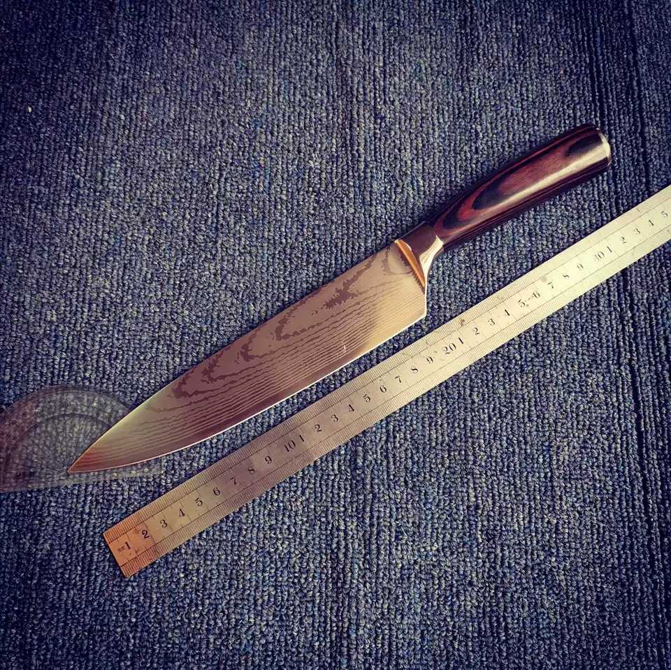 Damascus Pattern Chef's Knife Japanese Cuisine Knife — изображение 3