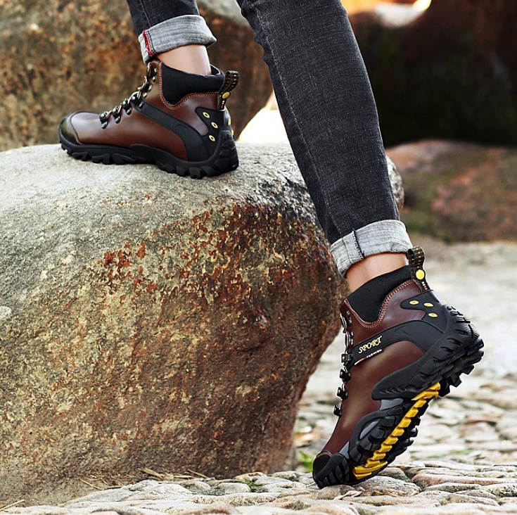 Winter Men Boots With Fur Casual Warm Snow Leather Work Boots Men Shoes Footwear Ankle Shoes Plus Size 38 To 46 — изображение 3