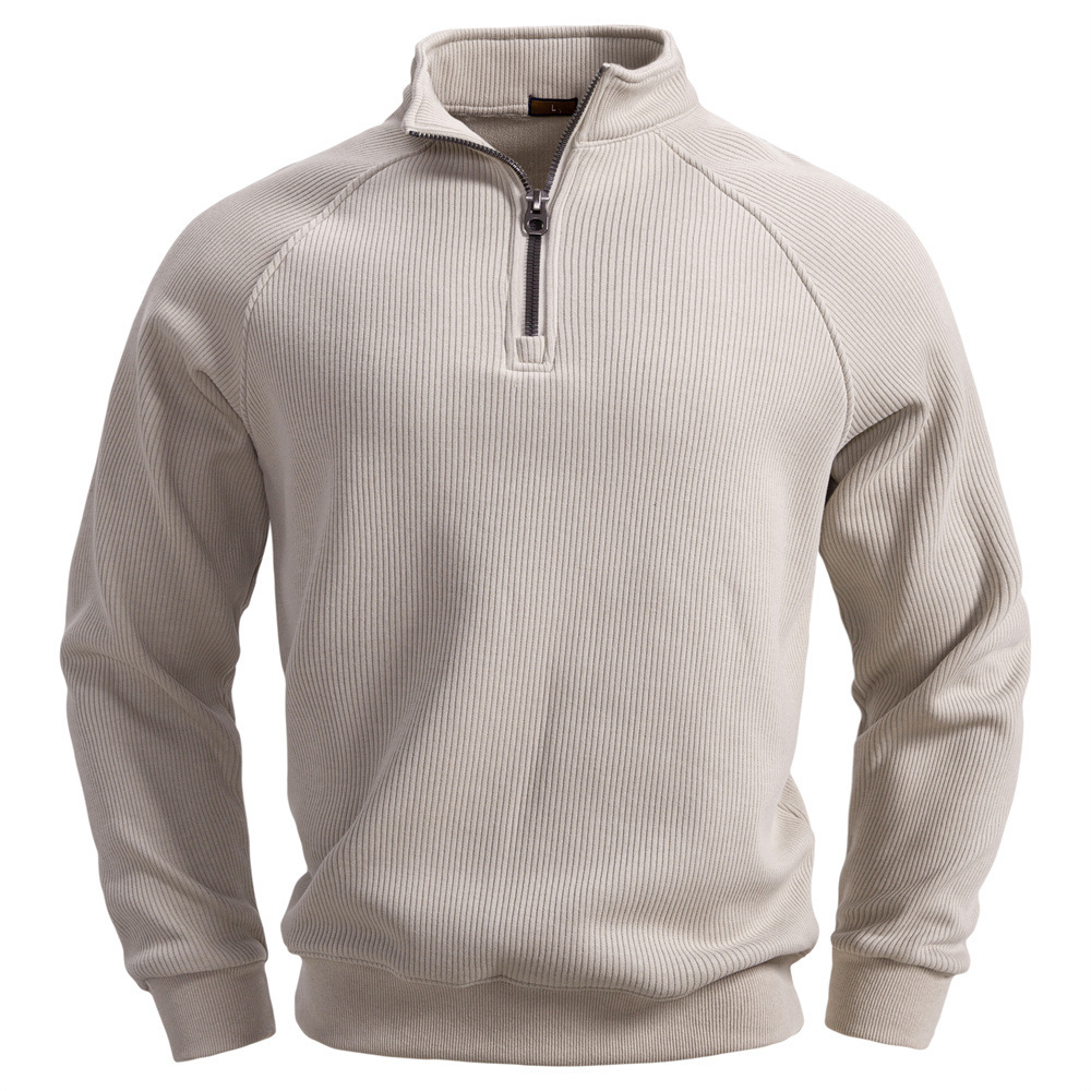 European And American Half Zipper Sweater Stand-up Collar All-match Fleece Men's Sweater Top - Image 10