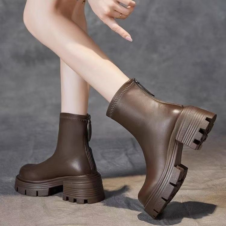 British Style Thin And All-matching Platform Ankle Boots - Image 4