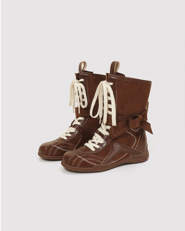 Retro Lace Up Boxing Boots Female Hight Increasing Martin Boots – Bild 6