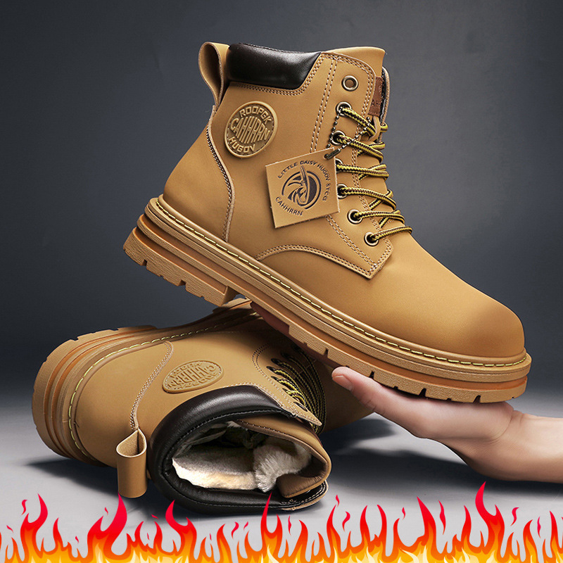 Men's Fashion Seven-hole Fleece-lined Durable Wear-resistant Overalls Boots - Image 10