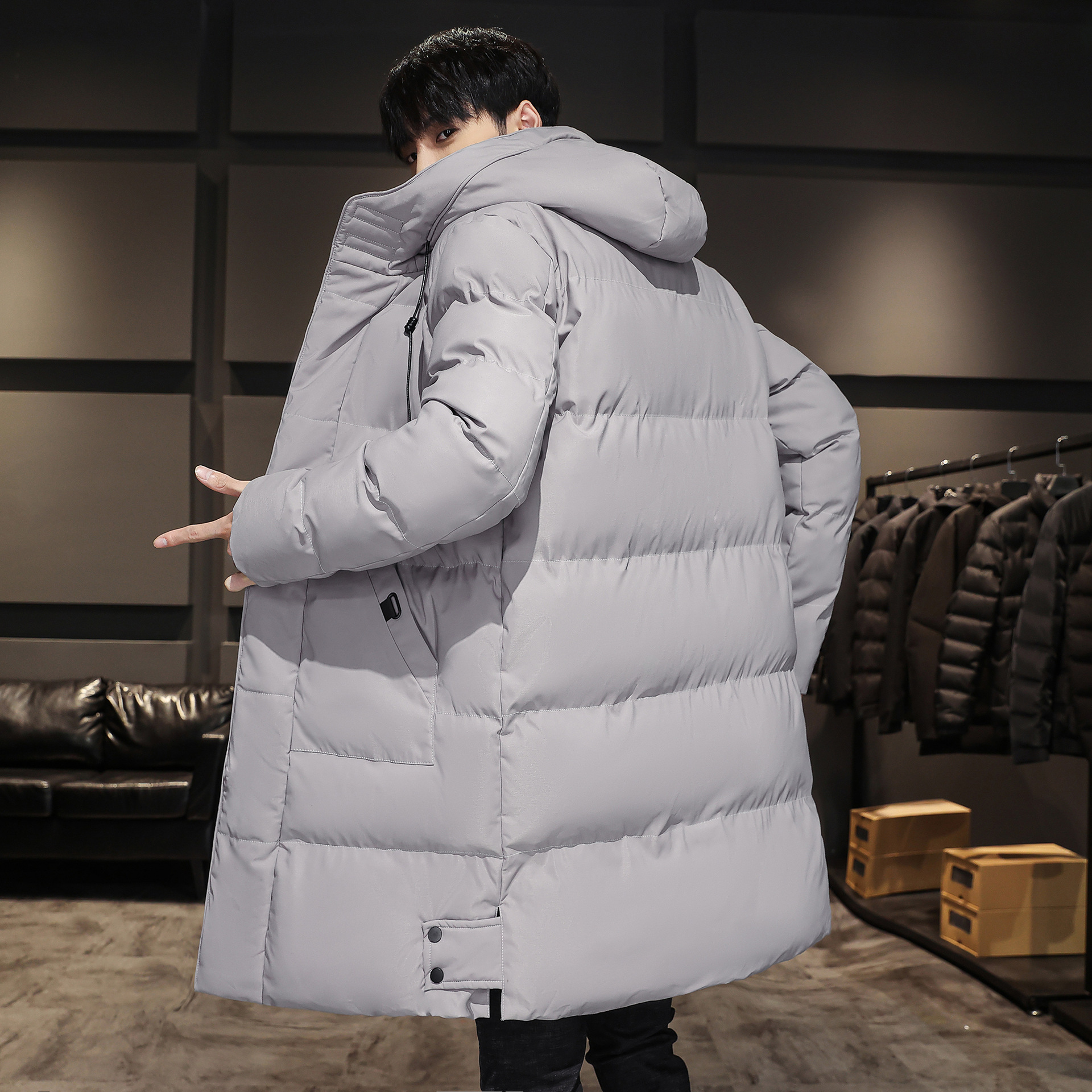 Plus Size Men's Winter Cotton Coats Coat Thick Mid-length - Image 5