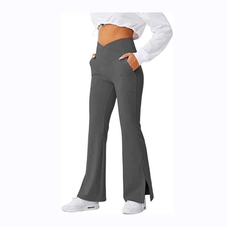 Spring Women's Workout Exercise Pants Akimbo Pants Split Flared Pants - Image 2