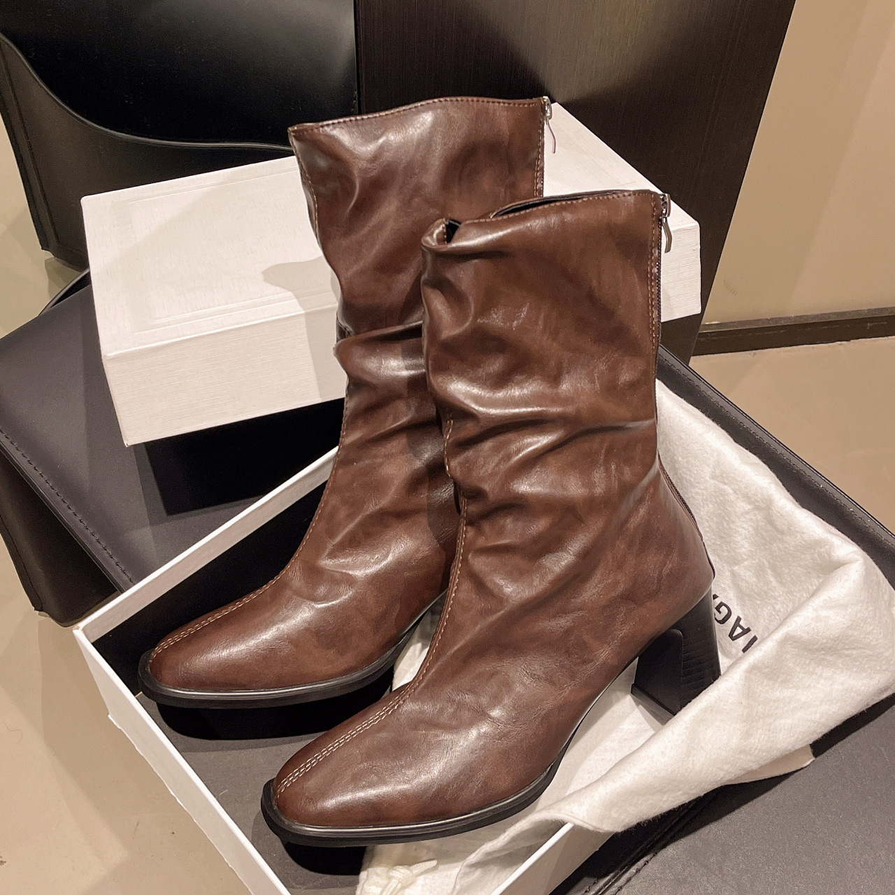 Large Size Women's Autumn And Winter High Heel Plus Fat Botton Width Ankle Boots - Image 7