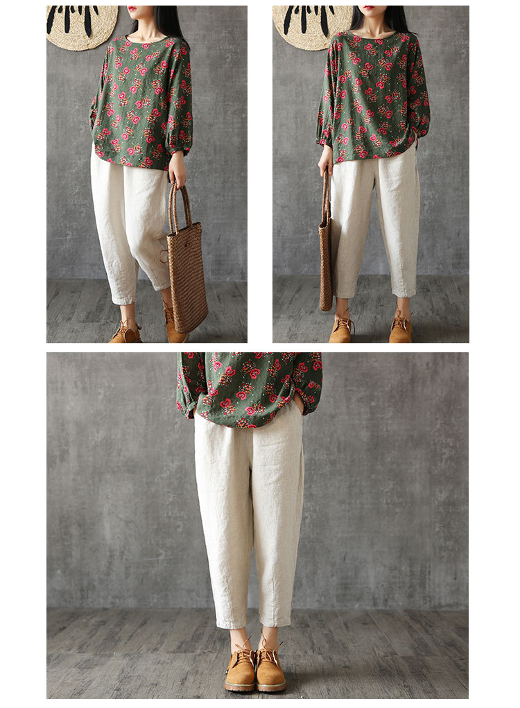 Nine Pants Loose Harem Casual Pants Cotton Linen Turnip Pants - Image 3