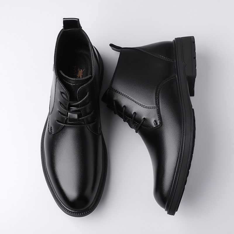 Retro Lace Up Denim Trendy Mid-length Warm Non-slip Men's Martin Boots - Image 4