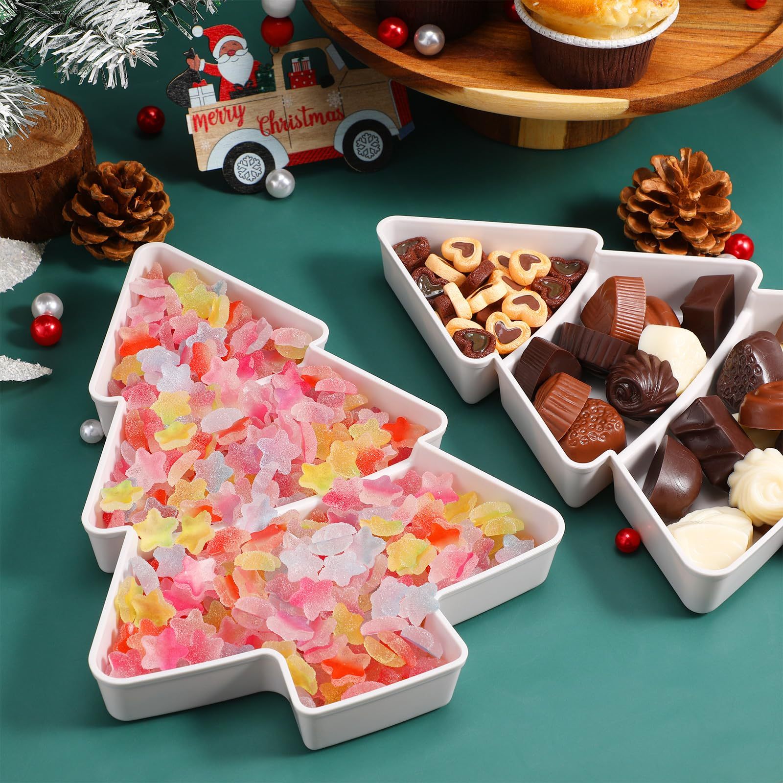 Christmas Tree Shaped Fruit Platter Creative Plates Storage Box Dried Fruit Snack Plates Divided Candy Dessert Plate Container - Image 6
