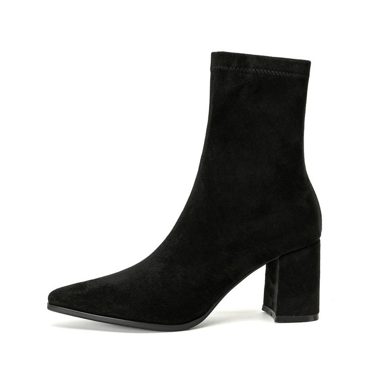 High Heel Stretch Side Zipper Thick Heel Thin Women's Boots - Image 7