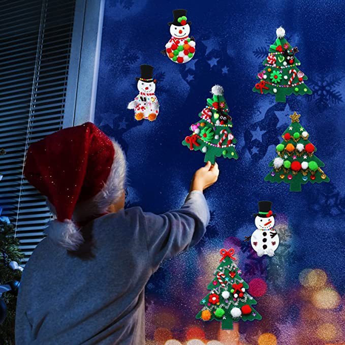 12 PCs Felt Christmas Tree And Snowman Decoration Set - Image 3
