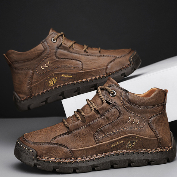 Men's Casual High Top Cotton Padded Warm Handmade Boots - Image 6