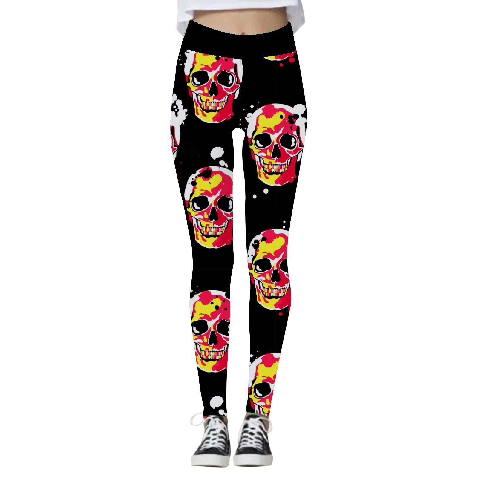 Halloween Women's Yoga Pants Pumpkin Skull — изображение 8