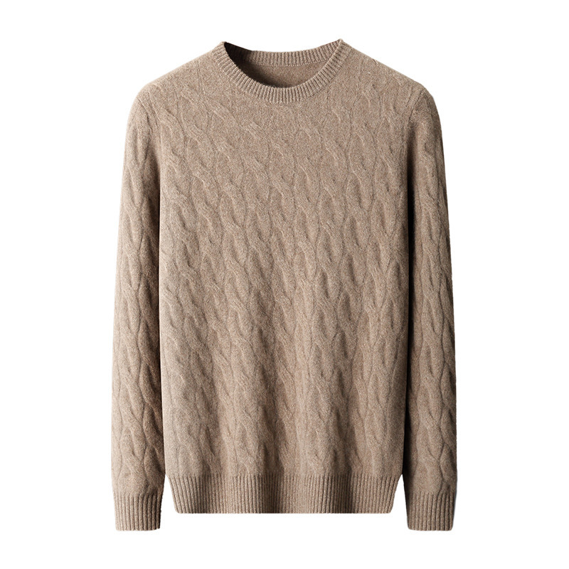 Thickened Men's Cashmere Sweater With Round Neck And Twisted Design - Image 4