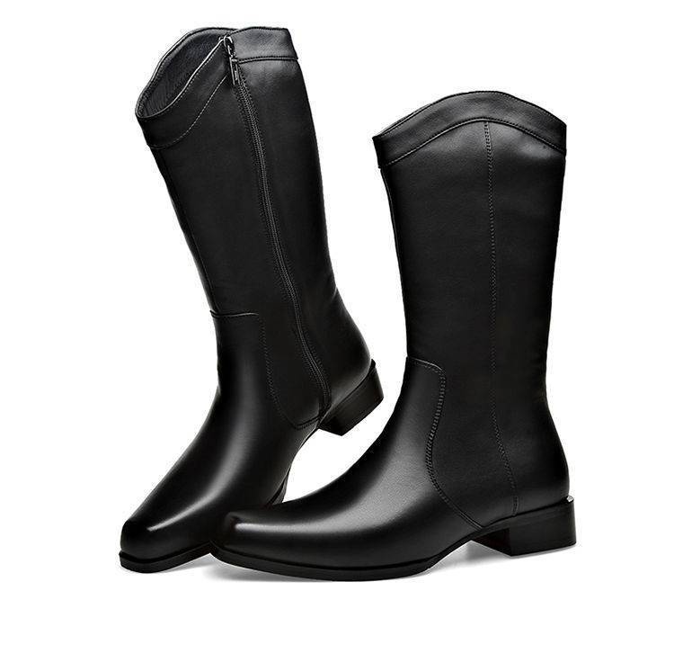 Men's Pointed Toe Business High-top Leather Boots - Image 9