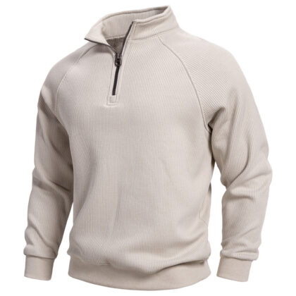 European And American Half Zipper Sweater Stand-up Collar All-match Fleece Men's Sweater Top