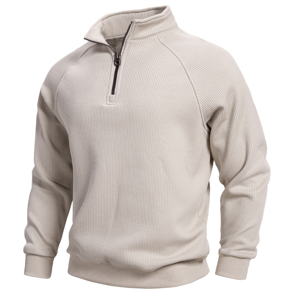 European And American Half Zipper Sweater Stand-up Collar All-match Fleece Men's Sweater Top