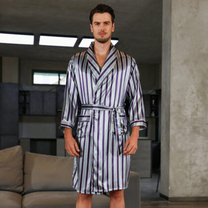 Men's Summer Silk Bathrobe Nightgown