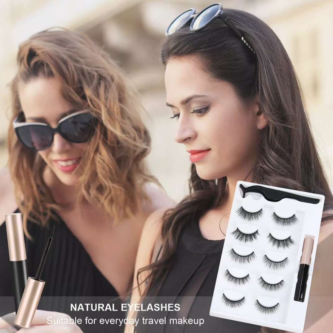 Liquid Eyeliner Magnetic False Eyelashes Set Five Pairs Of Glue-free Magnetic Eyelashes