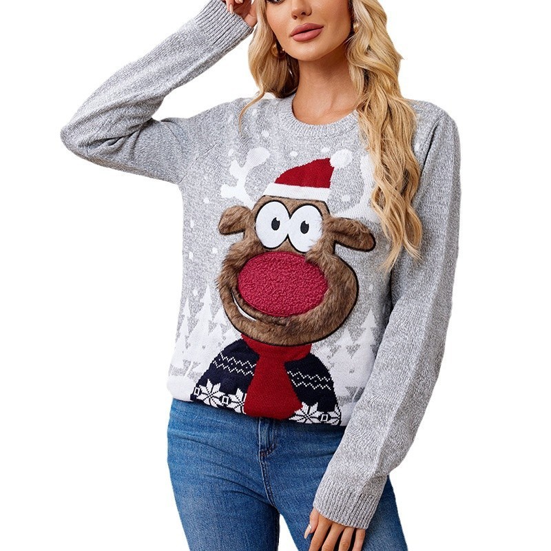 Loose Casual Parent-child Gray Pullover Christmas Sweater - Image 5