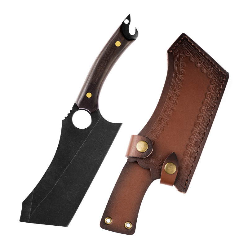 Black Titanium Ring Tactical Kitchen Knife 5 Multi-function Cutting - Image 4