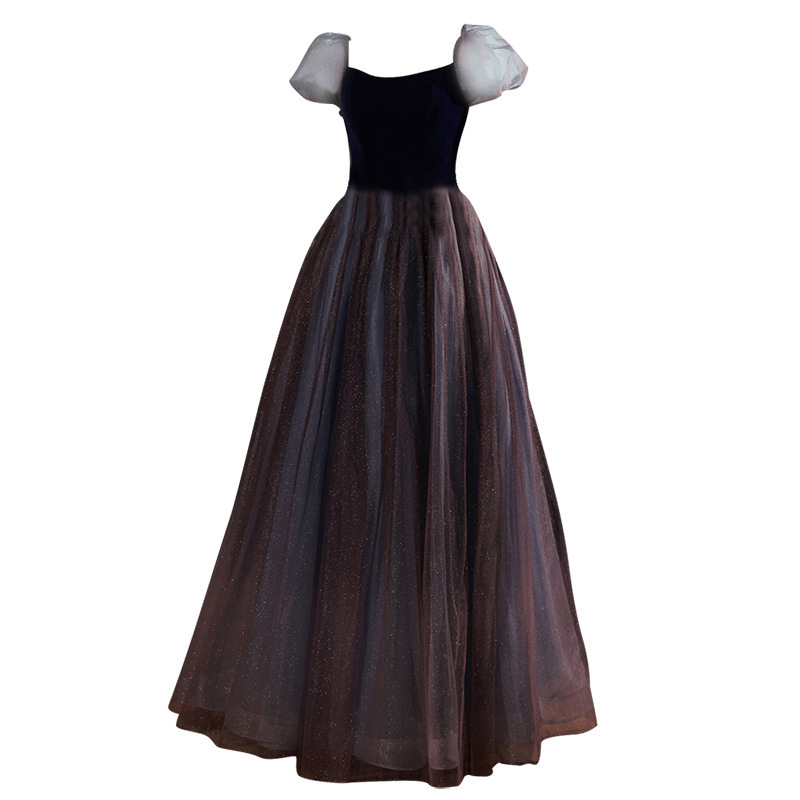 Blue Bubble Sleeve Wedding Dress Banquet Evening Dress Bride Toast Dress — изображение 3