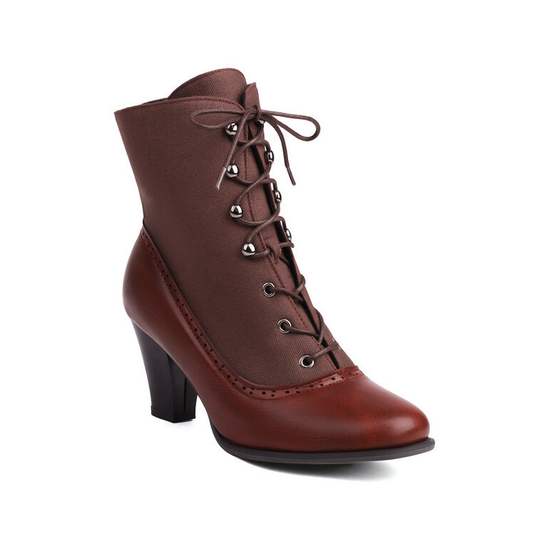 Retro British Style Cone-shaped Heel Martin Boots - Image 6