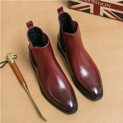High-top Leather Shoes Men's Pointed Chelsea Booties — изображение 7
