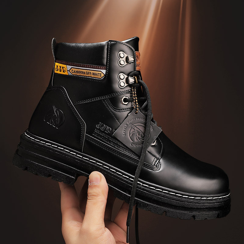 Men's Lace-up Large Head Shoes Outdoor Work Boots Trend Style Doc Martens - Image 5