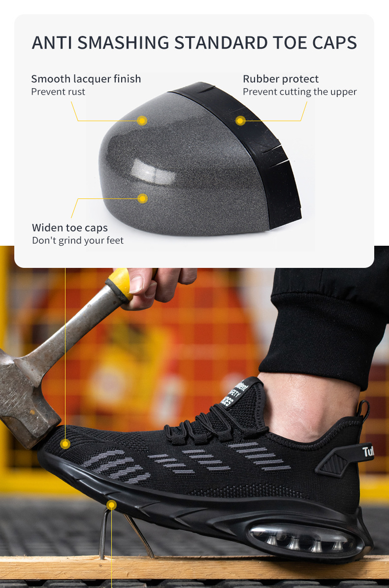 Anti-smashing And Anti-penetration Fly Woven Mesh Cushion Insole Lightweight Breathable And Comfortable Work Safety Shoes — изображение 7