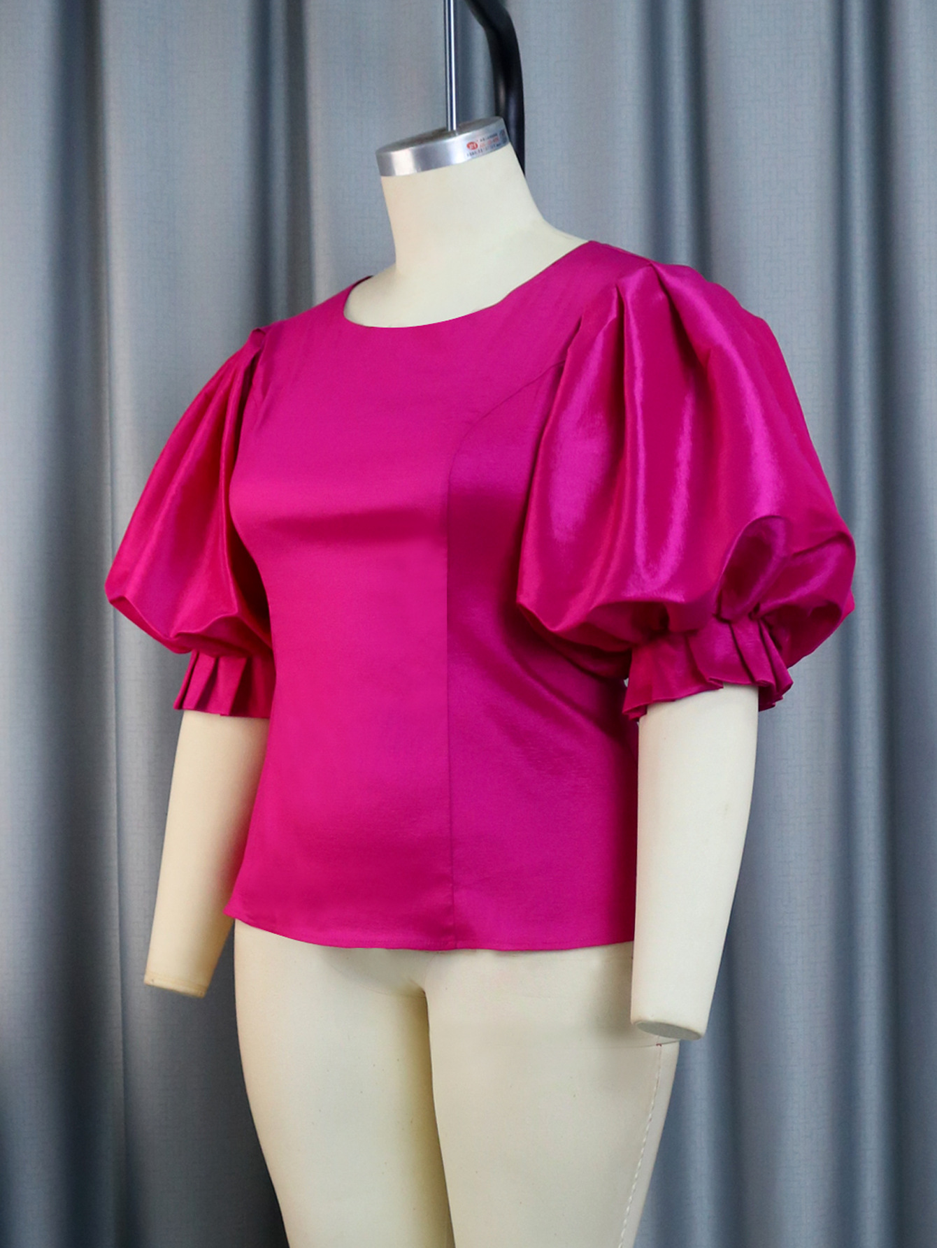 Summer Satin Lantern Sleeve Waist-controlled Top — изображение 3