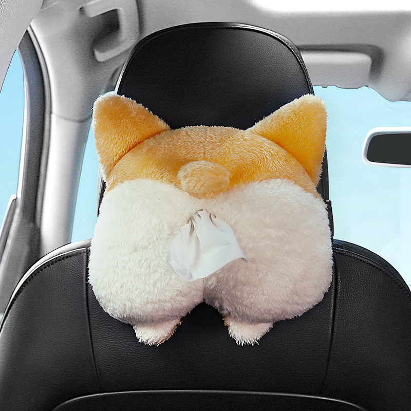 Car Multifunctional Armrest Box Tissue Box Cartoon Plush Cute Car Seat Back Hanging Tissue Box Car Supplies - Image 9
