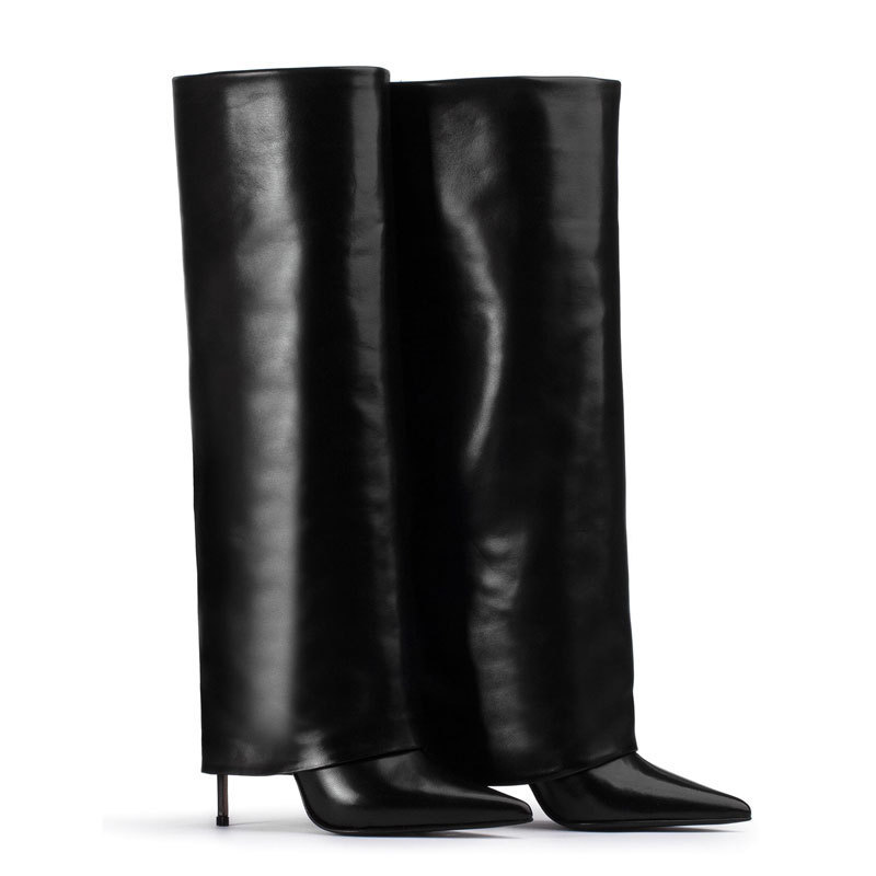 Stiletto Heel Pantyhose Boots Pointed Plus Size High Leg Boot - Image 3